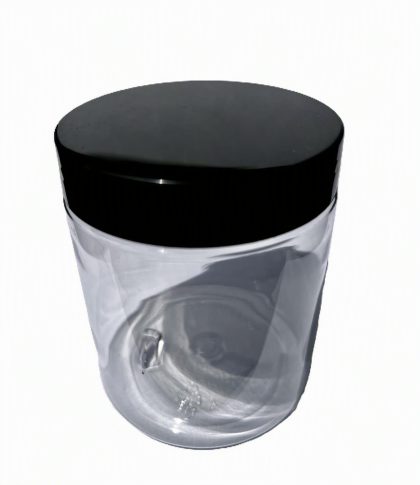 Plastic Jar 250 ml (8 oz) with Black Lid and Liners