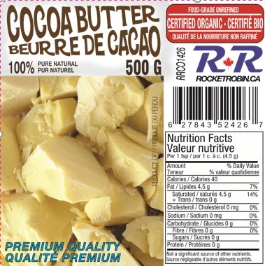 Cocoa Butter Food-Grade Pure Natural Unrefined 500 g Certified Organic - Image 2